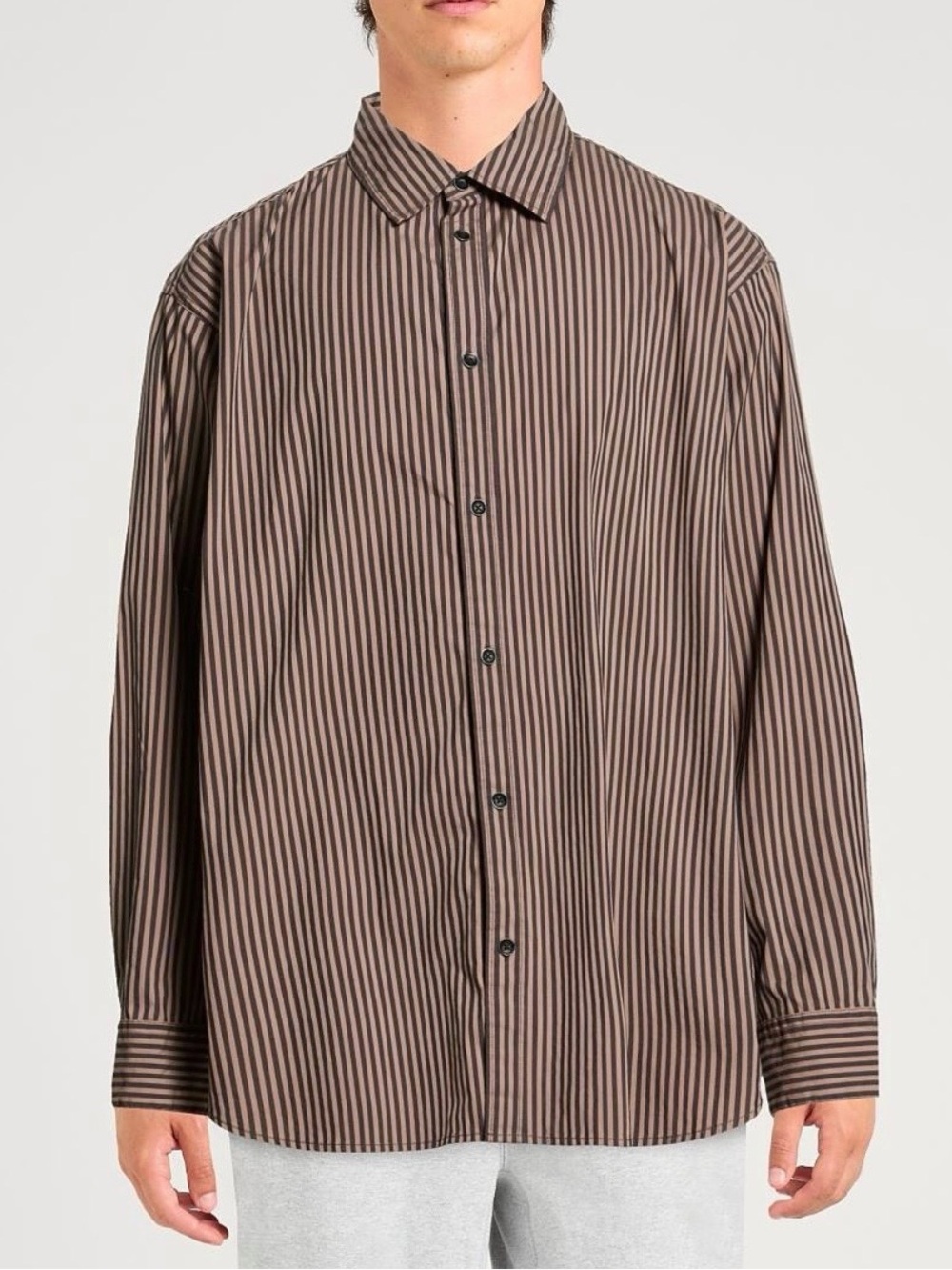 rag & bone Brown and Black Vertical Stripe Button-Down Shirt sz Small for men